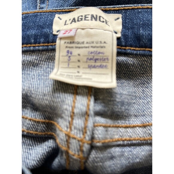 L'AGENCE Marcelle Blue Distressed Slim High Rise Jeans Size 27 - Picture 8 of 8